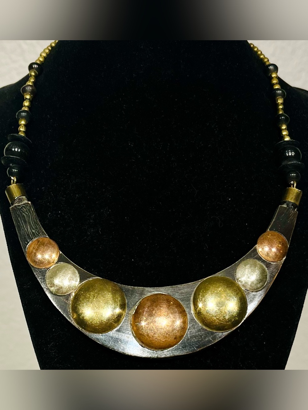 Vintage Mixed Metal Statement Collar Necklace